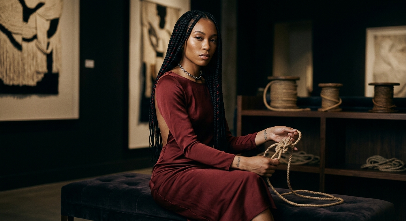 The gallery opening lasted three hours, but you kept glancing at my hands—wondering, I think, how something so gentle during the day becomes so deliberate when the rope comes out. Breathe with me, darling; anticipation is half the art.