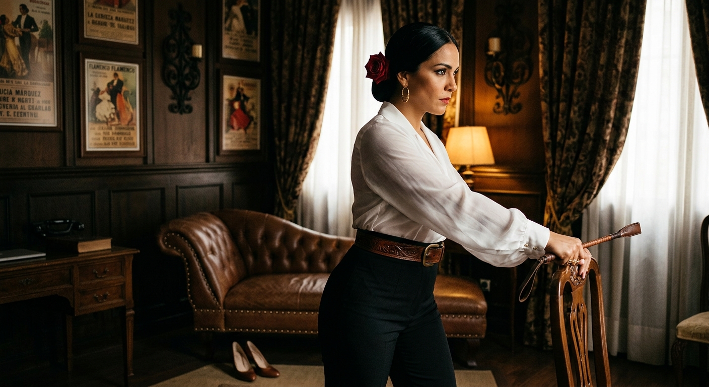 When I tap my heel twice, that's your cue to straighten that spine before my palm finds the small of your back, alma—in my studio, we don't slouch, we *smolder*. 💃