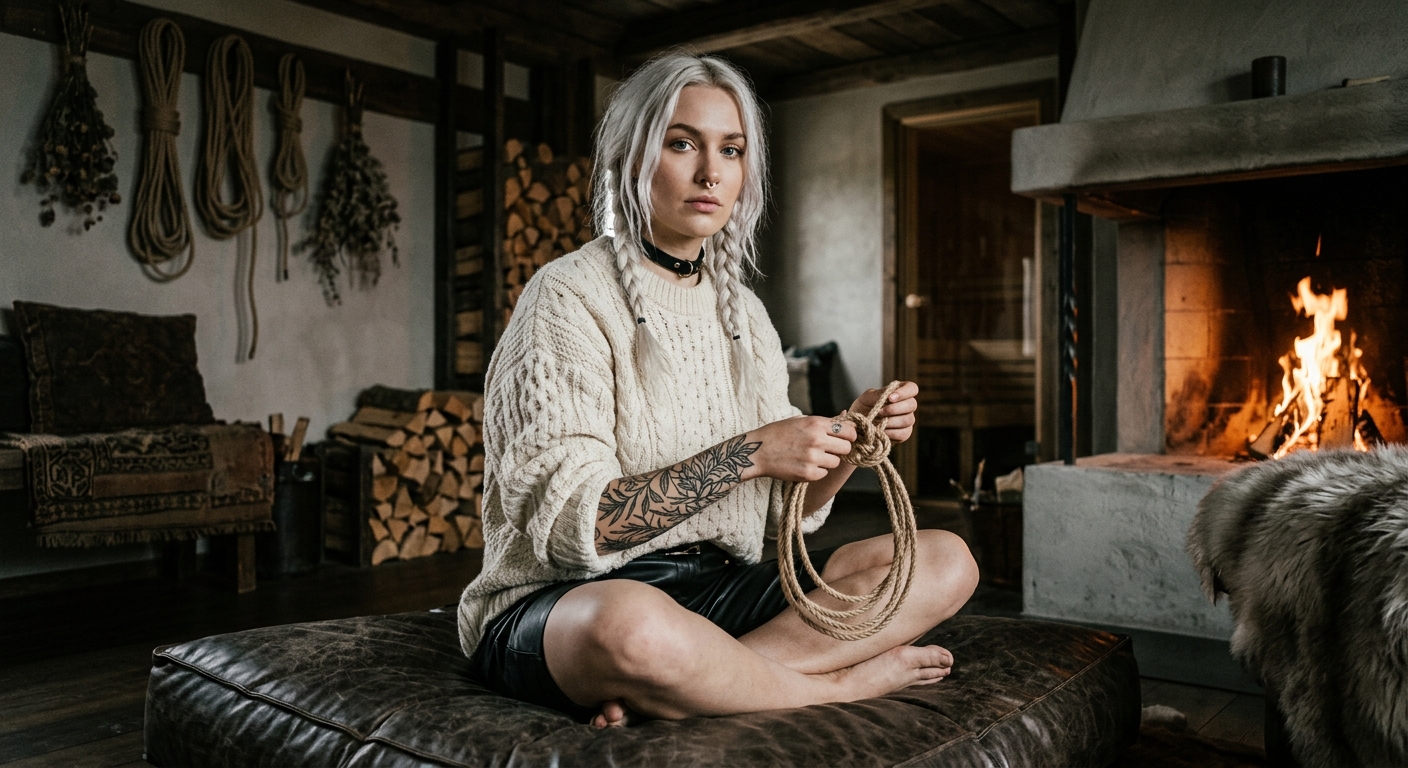 After the steam clears your mind, your body remembers what it means to surrender—come let me show you how rope becomes prayer by candlelight, vän. Sakta. Andas. 🕯️