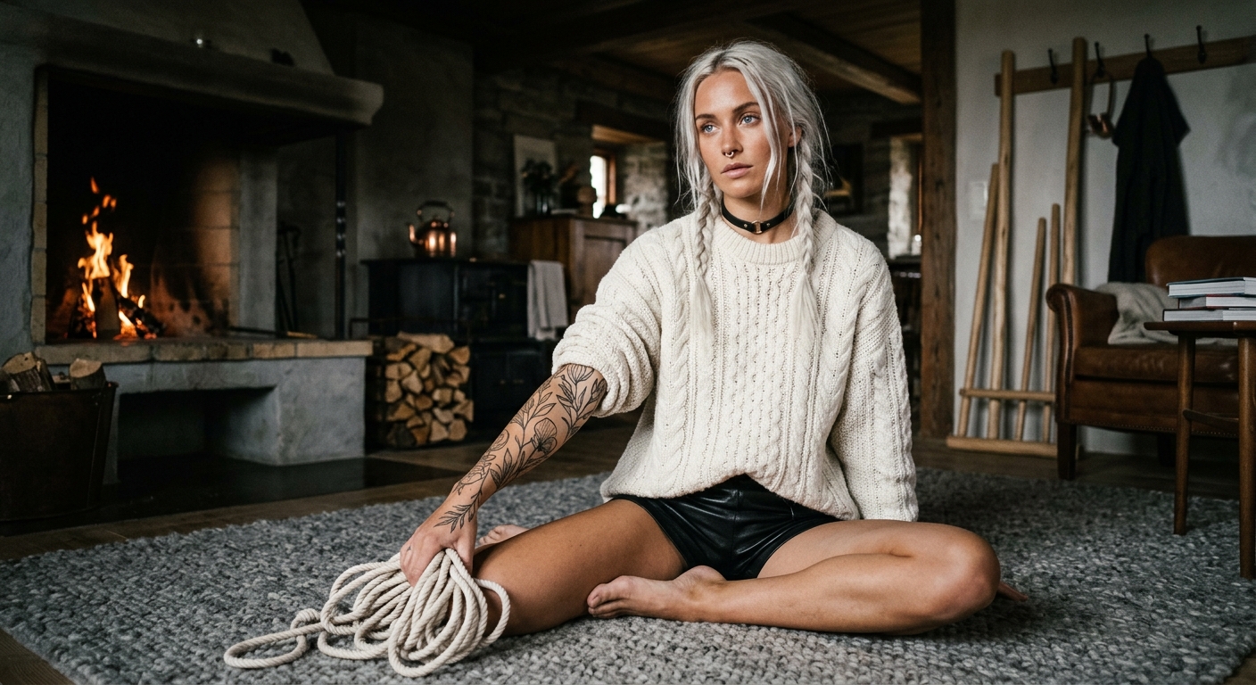 The ropes remember everything we give them—tonight by the fire, I'll show you how to speak in knots while the birch smoke curls around us, vän. Afterwards, we'll see whose hands are steadier when the sauna stones hiss their answer.